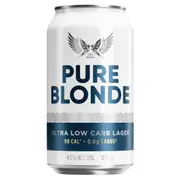 Pure Blonde Ultra Low Carb Lager, Light & Refreshing Finish, 4.2% ABV, 375mL (Case of 24 Cans)