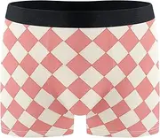 [FRODOTGV] Light Coral Chessboard Mens Boxer Briefs Shorts Breathable Underwear for Men Compression Boxer Para Hombre