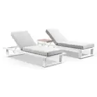 Arcadia Aluminium Sun Lounge Set with Teak Slide Under Side Table