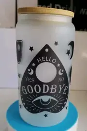 Halloween - Ouija Plancette (New) Libbey 16 oz Frosted Glass Cup Read Descr.