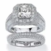 WEDDING ENGAGEMENT RING PRINCESS CUT CZ PLATINUM RING SIZE 6 7 8 9 10