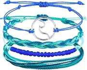 [Generic] 4pcs/Set Boho Shell Adjustable Bracelet | Wax-Coated Friendship Anklets for Women Teen Girls