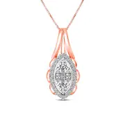 0.25 CT. T.W. Composite Natural Diamond Marquise Scallop Frame Pendant in 10K Two-Tone Gold