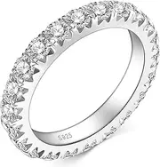 [PROSTORY] Full Moissanite Eternity Rings Wedding Band, 2cttw D Color VVS1 Lab Created Diamond Promise Ring, 925 Sterling Silver Stackable Ring for Women with GRA Certificate