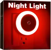 (3 Pack) Plug in LED Night Lights, Auto Dusk to Dawn Sensor, Wall Mount, Red