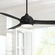 54" Expedite Modern Indoor Outdoor Ceiling Fan with LED Light Remote Black Damp