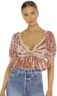 Free People Yours Truly Velvet Crop Top Mauve Crushed Velvet M. NWT $128