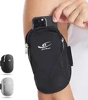 HiRui Universal Comfort Armband Phone Holder Running Armband Adjustable Wristband Phone Holder for Exercise Workout Compatible with iPhone 16/15/14/13/Plus/Pro Samsung Galaxy All Phones (Black)