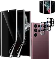 for Samsung Galaxy S22 Ultra 5G Privacy Screen Protector Anti-Peeping Soft Film Anti-Spy Protective Film, 2 Film + 2 Lens Film