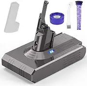 Upgraded 4600mAh Battery Replacement for Dyson V8 Animal V8 Absolute V8 Fluffy V8 Motorhead Cordless Vacuum Battery with 2 Fliter