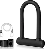 EYPINS Bicycle Lock U-Lock, High Performance Bicycle Lock U Bicycle Locks Heavy Duty High Security Shackle Bicycle Lock with 1.2 m Steel Cable, 3 Keys, Holder for Bicycles Motorcycles