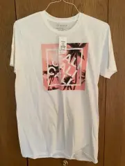 Men’s Sz M Primark Cali White Printed T-Shirt Palm Trees Beach Pink ombre