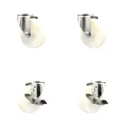 4 Inch 316SS Nylon Wheel Swivel Bolt Hole Caster Set 2 Brakes Service Caster