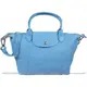 【全新現貨 補10個】法國Longchamp Le Pliage Cuir 折疊小羊皮短把兩用包.水藍 #1512現金價$8,500