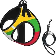 Flag of Myanmar print Dog Harness and Leash Set, Reflective Adjustable Puppy Vest for Small Medium Large Dogs, Cats
