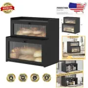 Eco-Friendly Bamboo Bread Box with Acrylic Window - Convenient Kitchen Essential