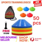 50 PCS Sports Training Discs Markers Cones Soccer Rugby Fitness Exercise AU