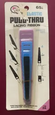 Dyno Elastic Pull Thru Lacing Ribbon 3 Sizes # 314 Vintage unopened package