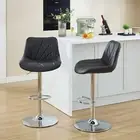 Set of 2 Barstools Swivel PU Leather Pub Chairs 25"-33"Height Adjustable Black