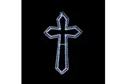 Christmas LED Motif 3 Layer Animated Jesus Cross 111x72cm Outdoor Display - White