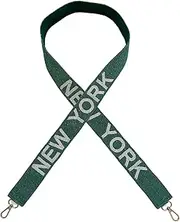 Lashicorn New York Dark Green Beaded Purse Strap White Letters 49” Pro Football Stadium Approved Clear Bag Jet Gold Hardware Sports College East, Green, White