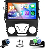 【8-Core 4+64G】Android 13 Car Stereo Radio for Ford Fusion Mondeo 2013-2019 Wireless CarPlay Andriod Auto 9'' IPS Touchscreen Bluetooth GPS Navigation WiFi Mirror Link FM DSP SWC 59UI+Backup Camera Mic
