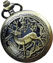 [FOMIYES] Vintage Pocket Watch Retro for All Ages Portable Design with Pattern Timeless Accessory for Every Occasion present for Students and Adults