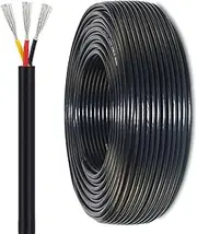 12 Gauge 3 Conductor Electrical Wire, 26.2/104.9/328FT 2464 12AWG 3 Wire Cable Black PVC Stranded Tinned Copper Extension Low Voltage Cable(104.9ft,3C-26awg)