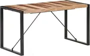 Dining Table 140x70x75 cm Solid Wood,Industrial Acacia Wood Dining Table with Powder Coated Steel Legs for Kitchen and Dining Room Dining Room Furniture