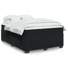 Bed Frame with Mattress Set Velvet Fabric Kids Guest Teen Room Black Size DOUBLE