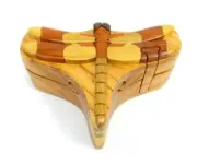 Dragonfly Wooden Puzzle Box Intarsia Wood Decorative Jewelry Trinket Box