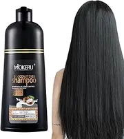 Black Hair Dye Shampoo,500ml Herbal Black Hair Dye Shampoo for Men Women - Long Lasting Color Shampoo, Herbal Black Shampoo Protects Hair Damage, No Fade Pluvo