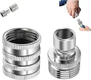 Protectivemethod Connect Fittings Set - Stainless Steel Garden Hose Quick Connect Kit, 3/4" GHT Universal Water Hose Adapters for Pressure Washers & Sprinklers(Silver 1 Set)