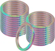 uxcell 20pcs Split Keychain Rings, 30mm Round Flat Keyrings Stainless Steel Open Key Chain Ring Dog Tag Rings for DIY Keychain Craft Lanyard, 2mm Thick, Rainbow