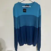 Kenneth Cole Awearness Mens Wearhouse Slim Fit Colorblock Sweater XXL NEW BLUE