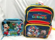 MICKEY MOUSE&FRIENDS 15" BLUE BACKPACK&9.5" INSULATED LUNCHBOX LUNCH BAG-NEW!