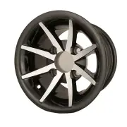 10" BLACK GBC GOLF CART 10X7 ALUMINUM WHEEL 4-4 BOLT – BLACK