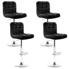 Artiss 4x Leather Kitchen Bar Stools Swivel Stool Chairs Set of 4 Gas Lift Black