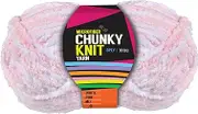 Microfibre 3-Ply Chunky Knitting Yarn 100 g, White/Pink Mix