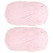 2Skeins Chenille Yarn Velvet Blanket Yarn 2x100g/7.1oz Polyester Soft Light Pink