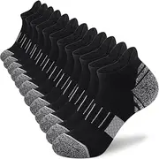[Amutost] Black Ankle Socks Womens Running Athletic Socks Comfort Cushioned 5 Pairs