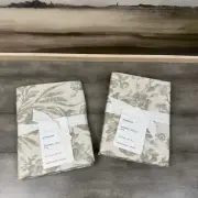 Pottery Barn Sorrel Toile Pillow Shams Standard Set/2 Loden Green Flaw Read NWT