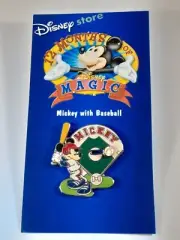 Disney Store 12 Months Of Magic Pin Mickey Mouse With Baseball Player At Bat