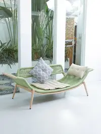 在飛比找Yahoo!奇摩拍賣優惠-貴妃躺椅組合沙發椅陽臺藤椅懶人客廳家用綠色休閑~特價