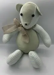 Handmade Collectible plush teddy Bear Multicolored With green bodice on front