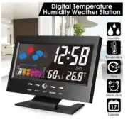 LCD Color Screen Digital Backlight Snooze Alarm Clock Thermometer Weather Staton