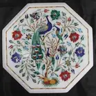 Nature Art Inlay Corner Table for Office Decor Octagonal Marble Coffee Table Top