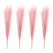 4 Pcs 17 Inch Faux Pampas Grass Artificial Boho Decor Dark Pink