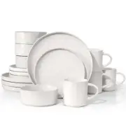 Dinnerware Sets, 16-Piece Stoneware Plates and Bowls Set, Elegant Ceramic Dis...
