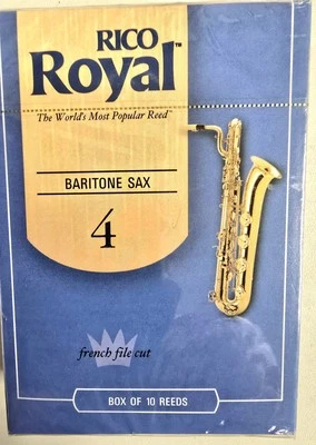 Rico Royal Baritone Sax Reeds #4 Sealed Box of 10 reeds